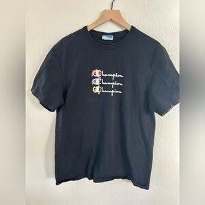 Champion Multicolor Logo Black T-Shirt